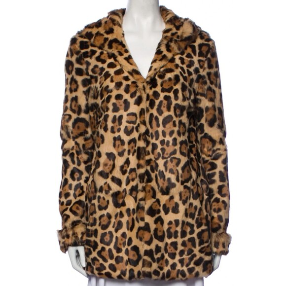 DESIGNER RTA ANIMAL PRINT RABBIT FUR HOODED LONG SLEEVE MIDI LENGTH SIZE XSMALL - Picture 15 of 16